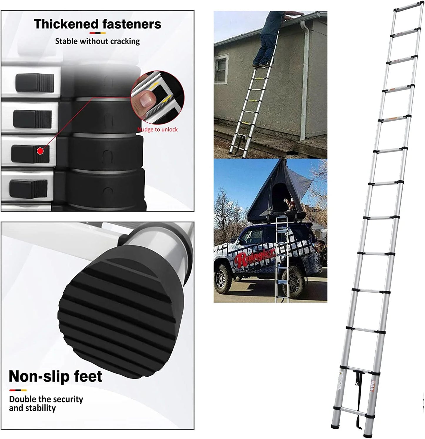 Telescoping Ladder 12FT Aluminum Collapsible Extension Ladder D29435