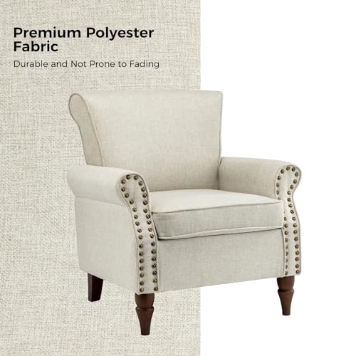 HULALA HOME Accent Chairs Set of 2 with Wood Legs, Modern Wingback Armchair, Red H38101