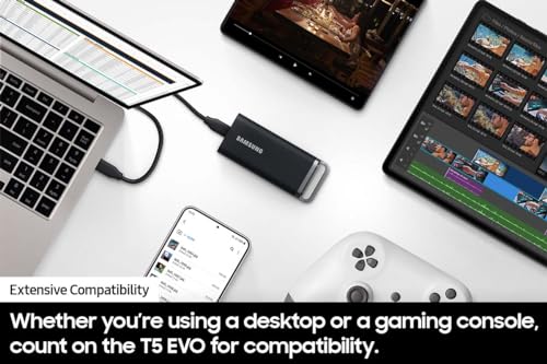 SAMSUNG T5 EVO Portable SSD 2TB, USB 3.2 Gen 1, Black B997552
