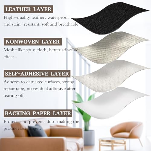 Leather Repair Patch Kit, 3x60 inches, Waterproof Tape for Sofas & Furniture (Brown) Y274